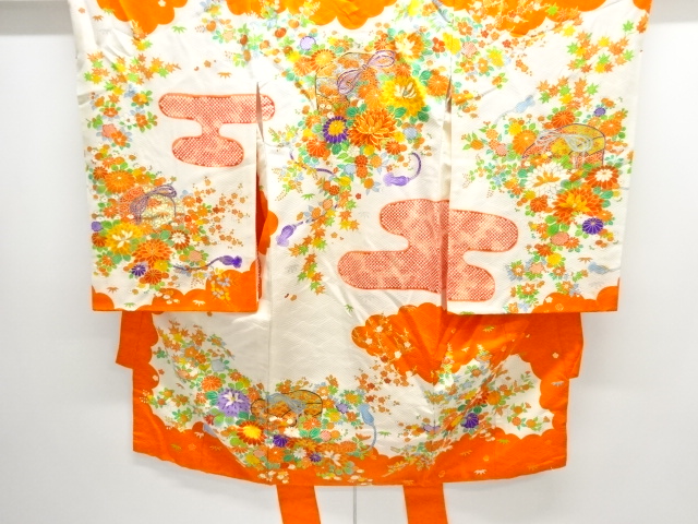 JAPANESE KIMONO / ANTIQUE KIMONO / SILK / EMBROIDERY / BOX PATTERN